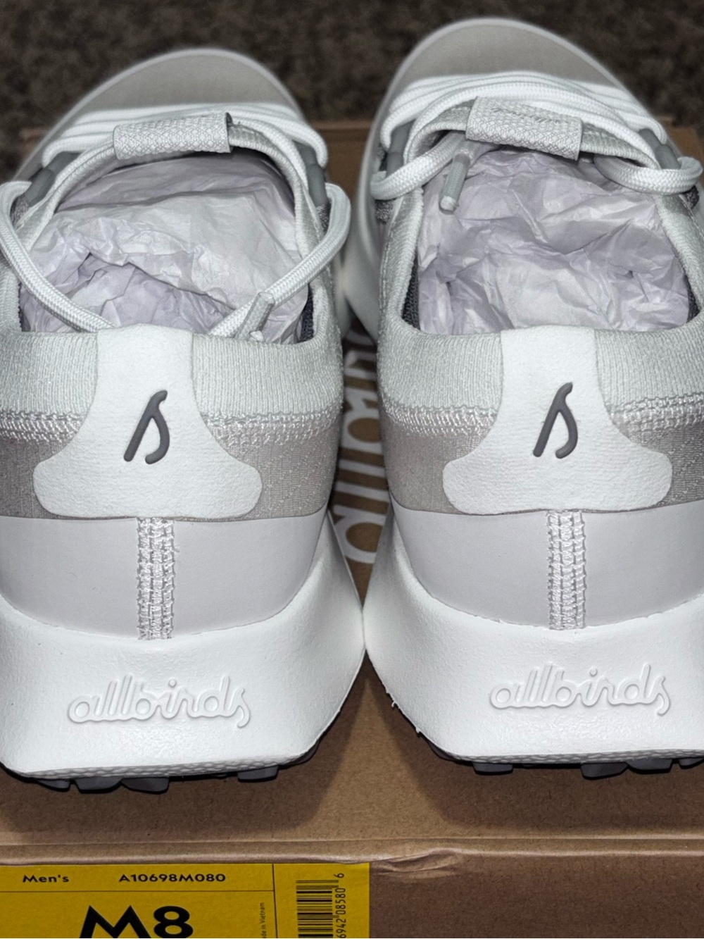 Size 8 Allbirds Golf Dasher Men's Golf Shoes White Blizzard Grey New - Picture 3 of 7